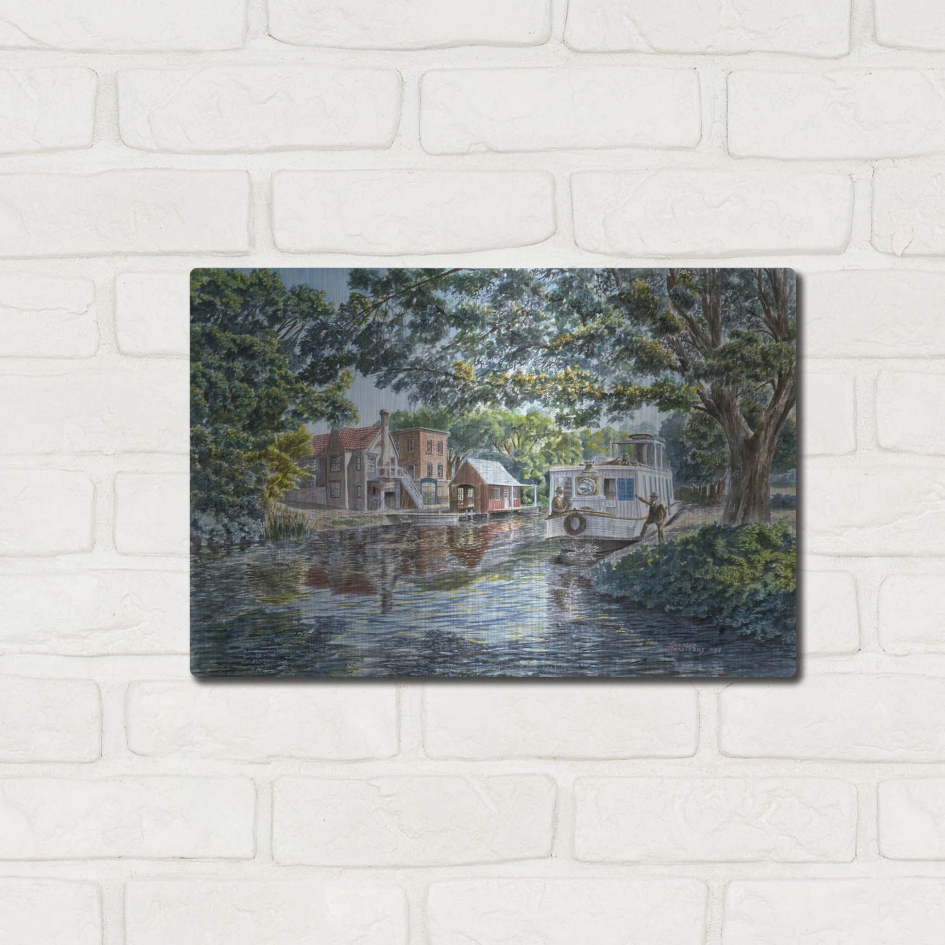 Luxe Metal Art 'The Excursion Boat' by Stanton Manolakas, Metal Wall Art,16x12