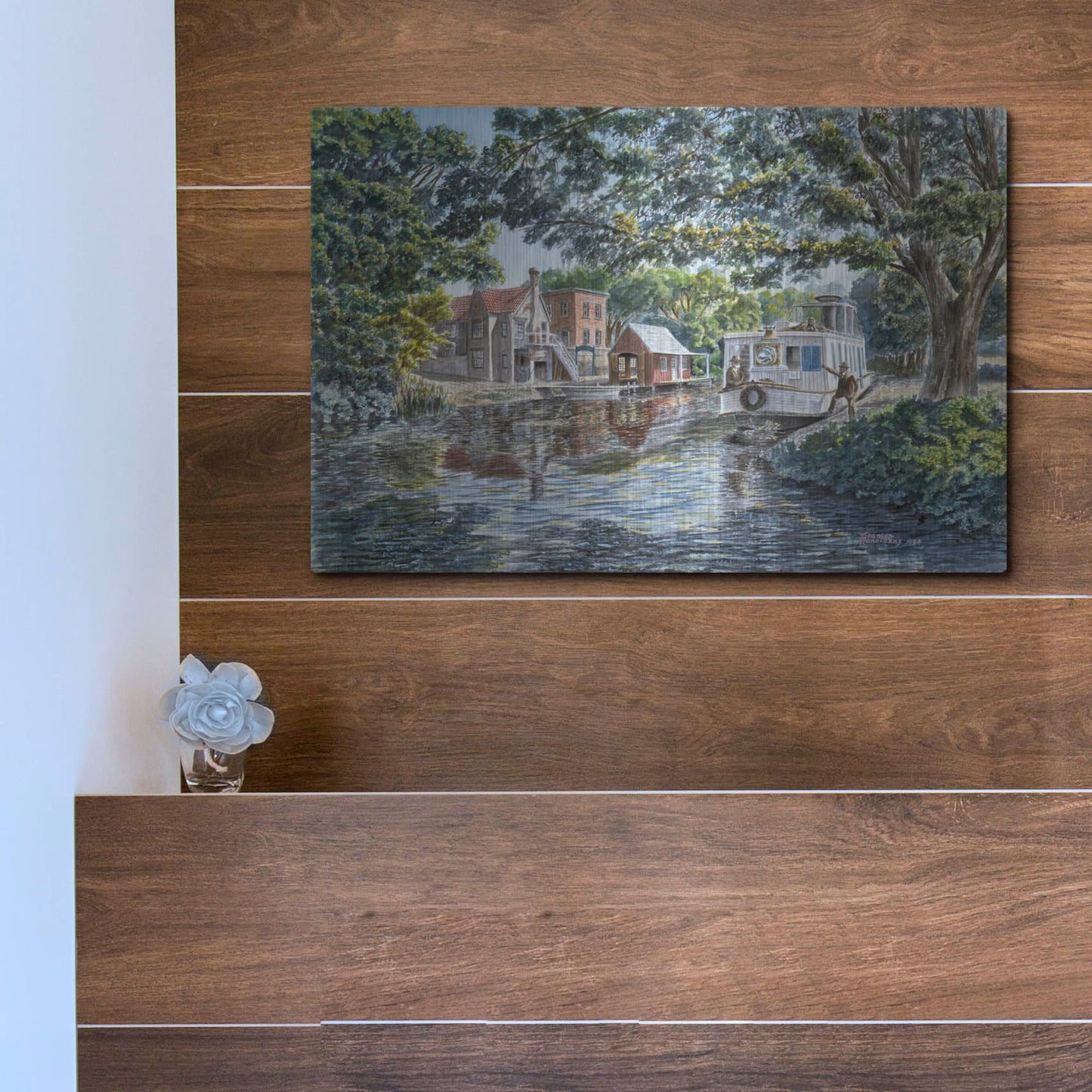 Luxe Metal Art 'The Excursion Boat' by Stanton Manolakas, Metal Wall Art,16x12