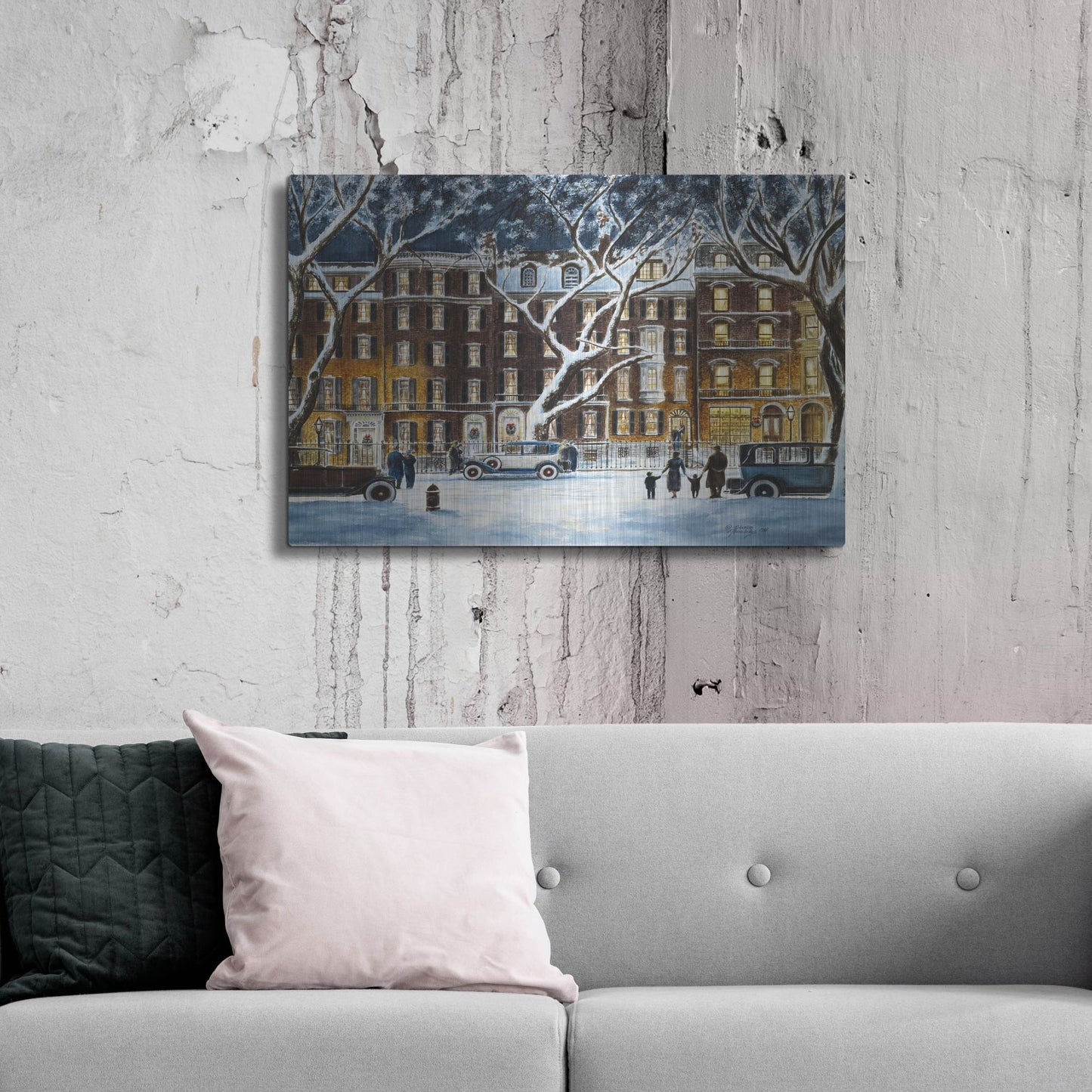 Luxe Metal Art 'Beacon Street, Ma. 1926' by Stanton Manolakas, Metal Wall Art,36x24