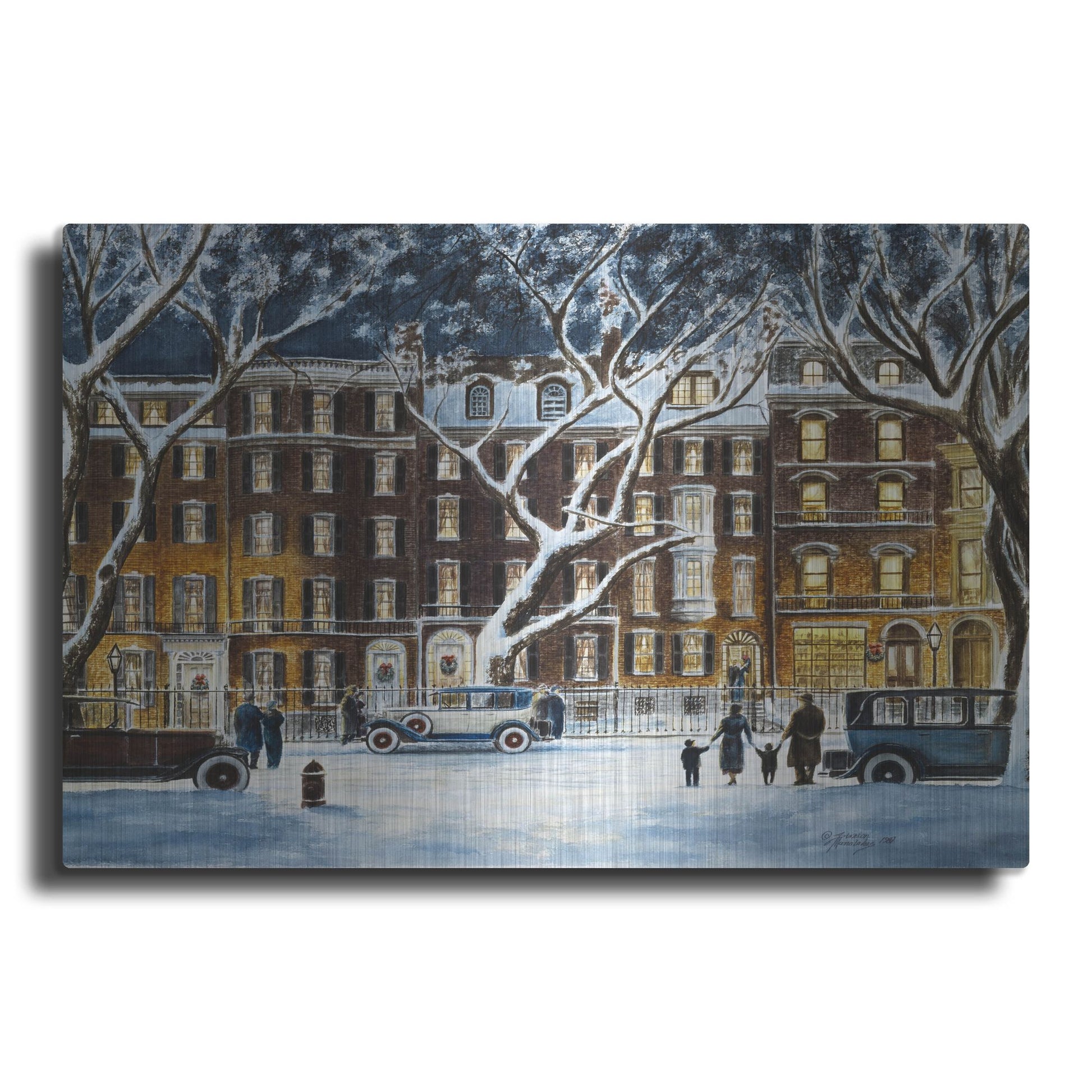 Luxe Metal Art 'Beacon Street, Ma. 1926' by Stanton Manolakas, Metal Wall Art