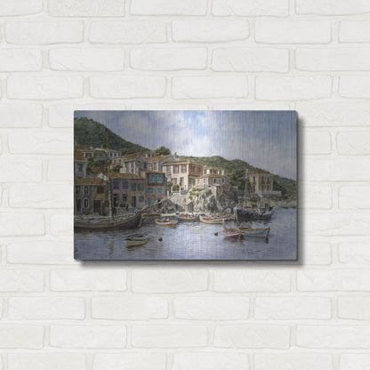 Luxe Metal Art 'Kokkari Samos, Greece, Fisherman's Corner' by Stanton Manolakas, Metal Wall Art,24x16