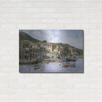 Luxe Metal Art 'Kokkari Samos, Greece, Fisherman's Corner' by Stanton Manolakas, Metal Wall Art,36x24