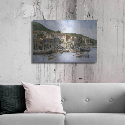 Luxe Metal Art 'Kokkari Samos, Greece, Fisherman's Corner' by Stanton Manolakas, Metal Wall Art,36x24