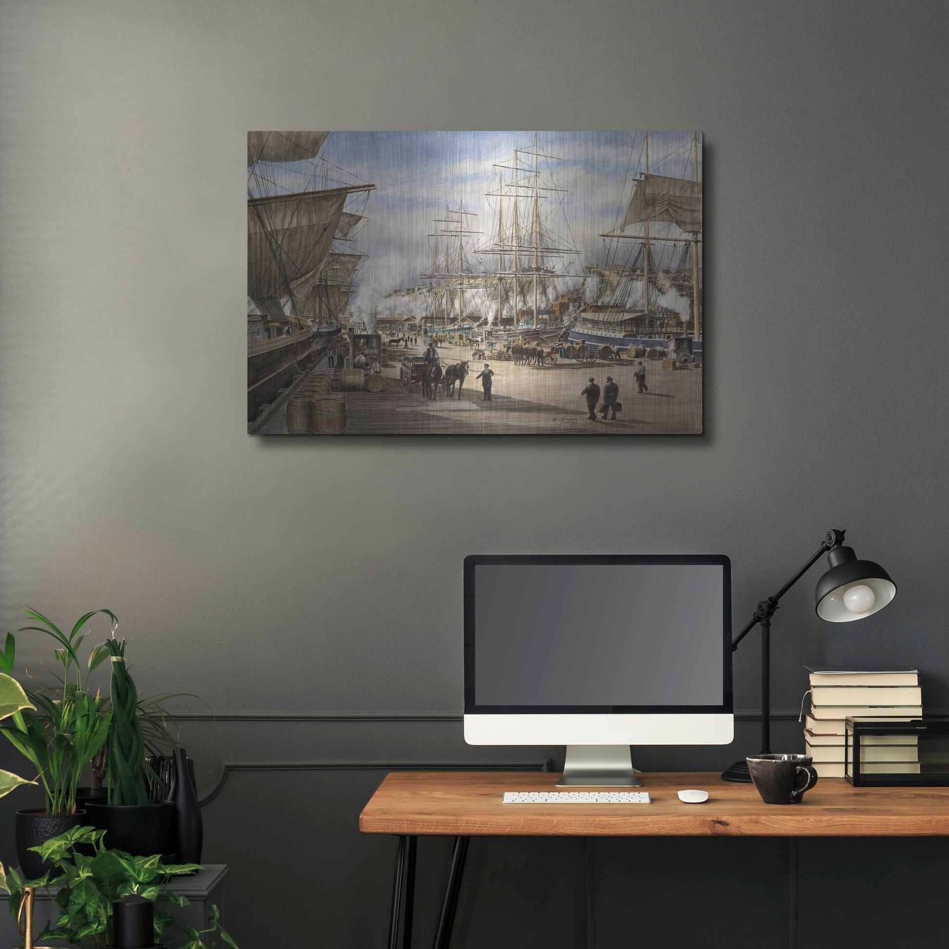 Luxe Metal Art 'The Green St. Wharf ' by Stanton Manolakas, Metal Wall Art,36x24