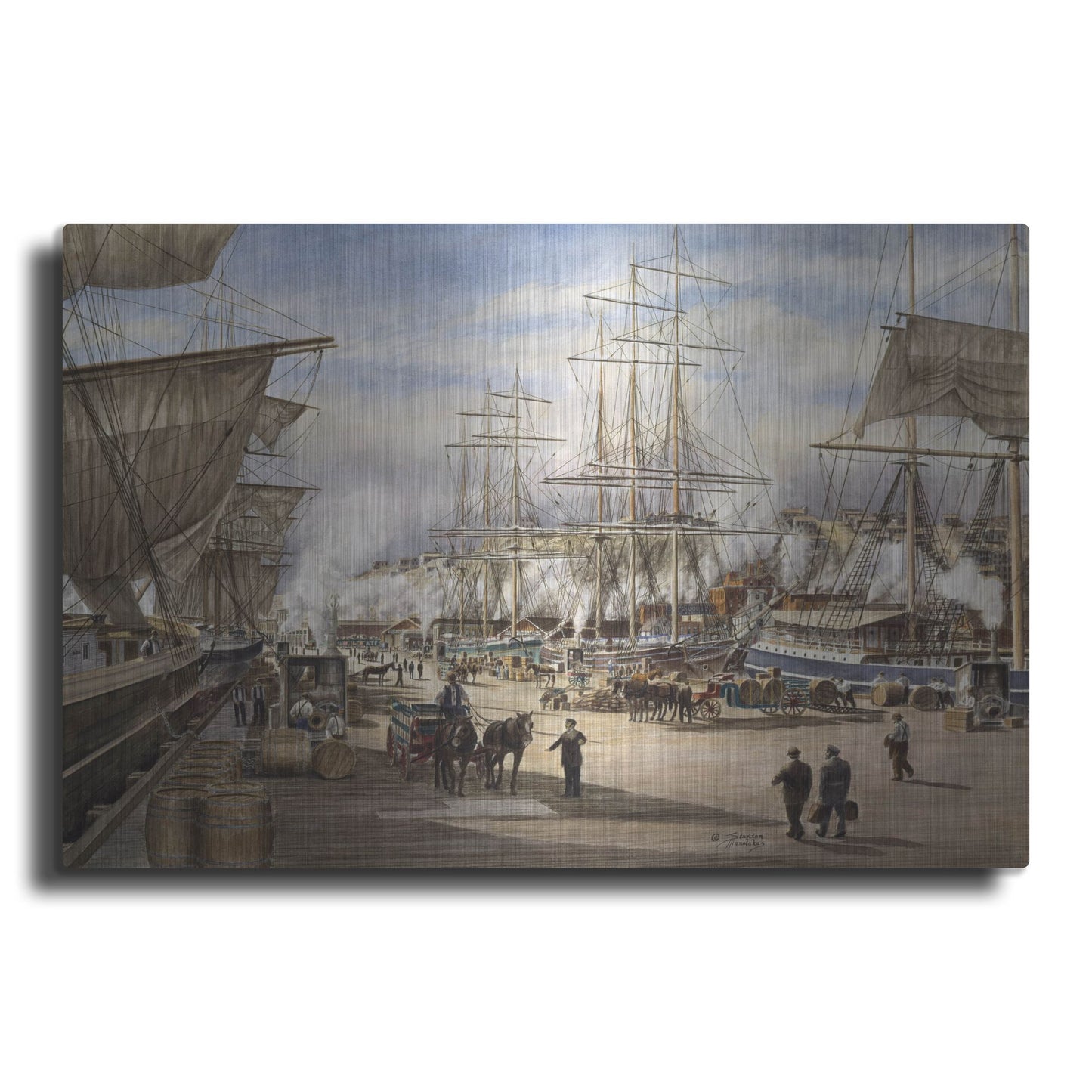 Luxe Metal Art 'The Green St. Wharf ' by Stanton Manolakas, Metal Wall Art