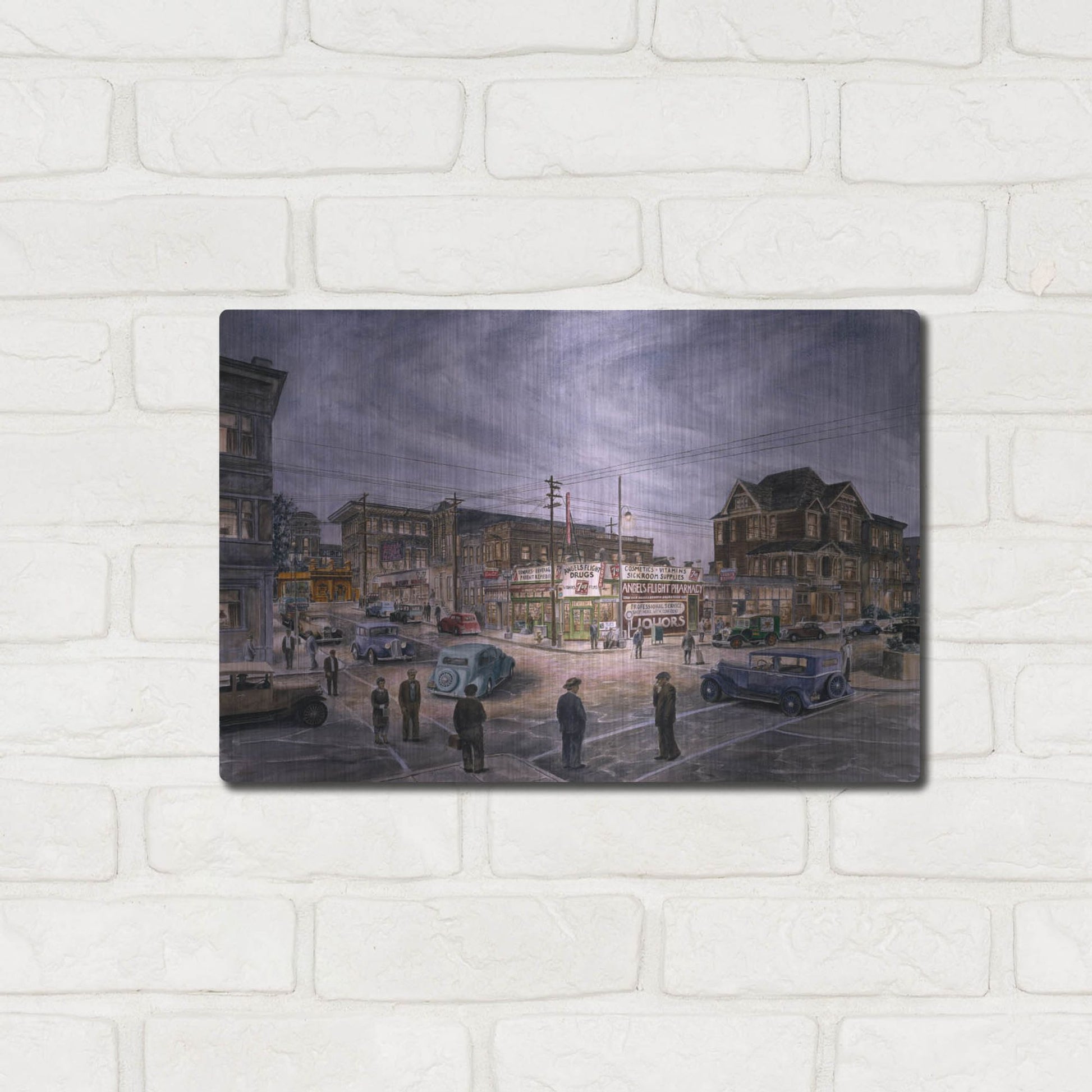 Luxe Metal Art 'A Night On Bunker Hill' by Stanton Manolakas, Metal Wall Art,16x12