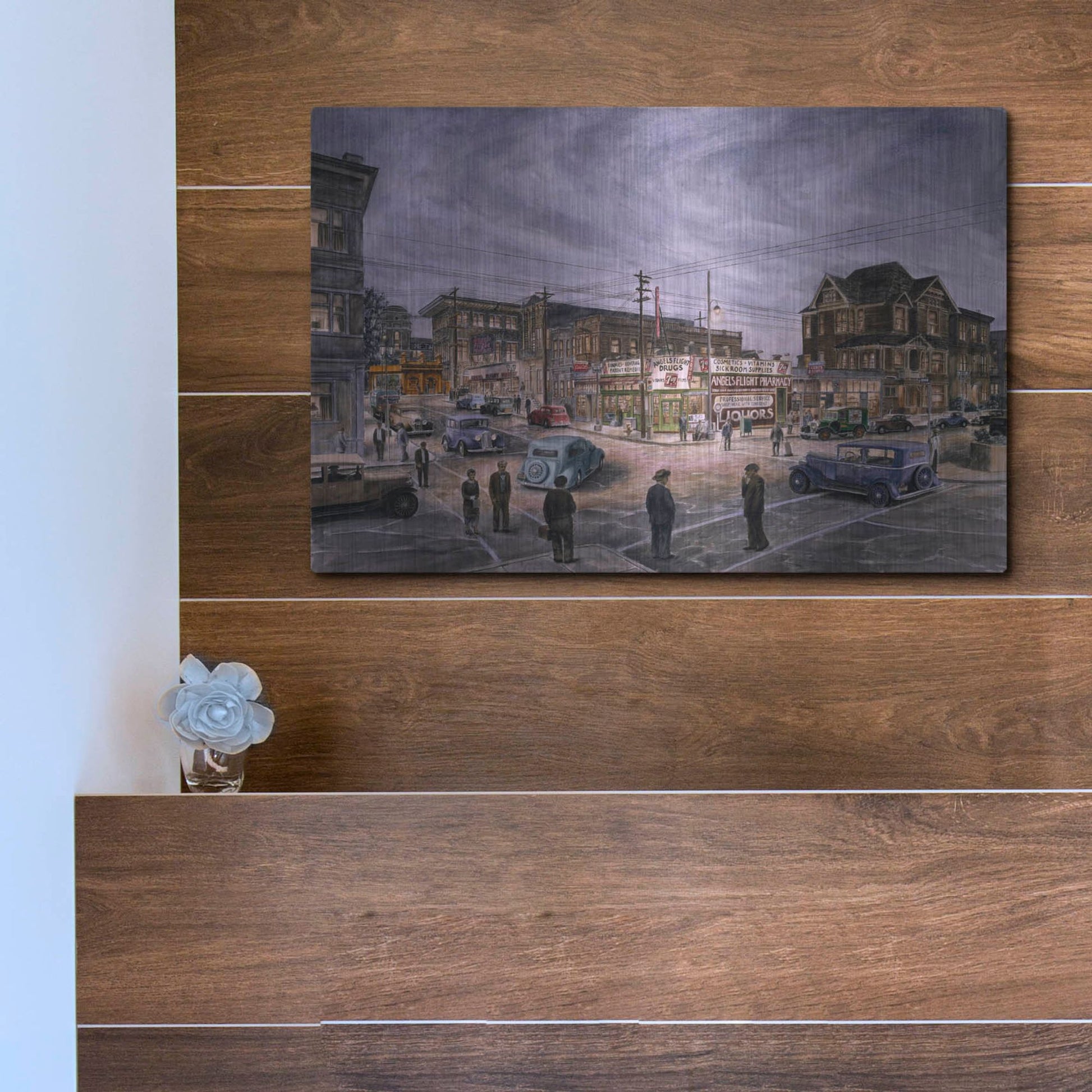 Luxe Metal Art 'A Night On Bunker Hill' by Stanton Manolakas, Metal Wall Art,16x12