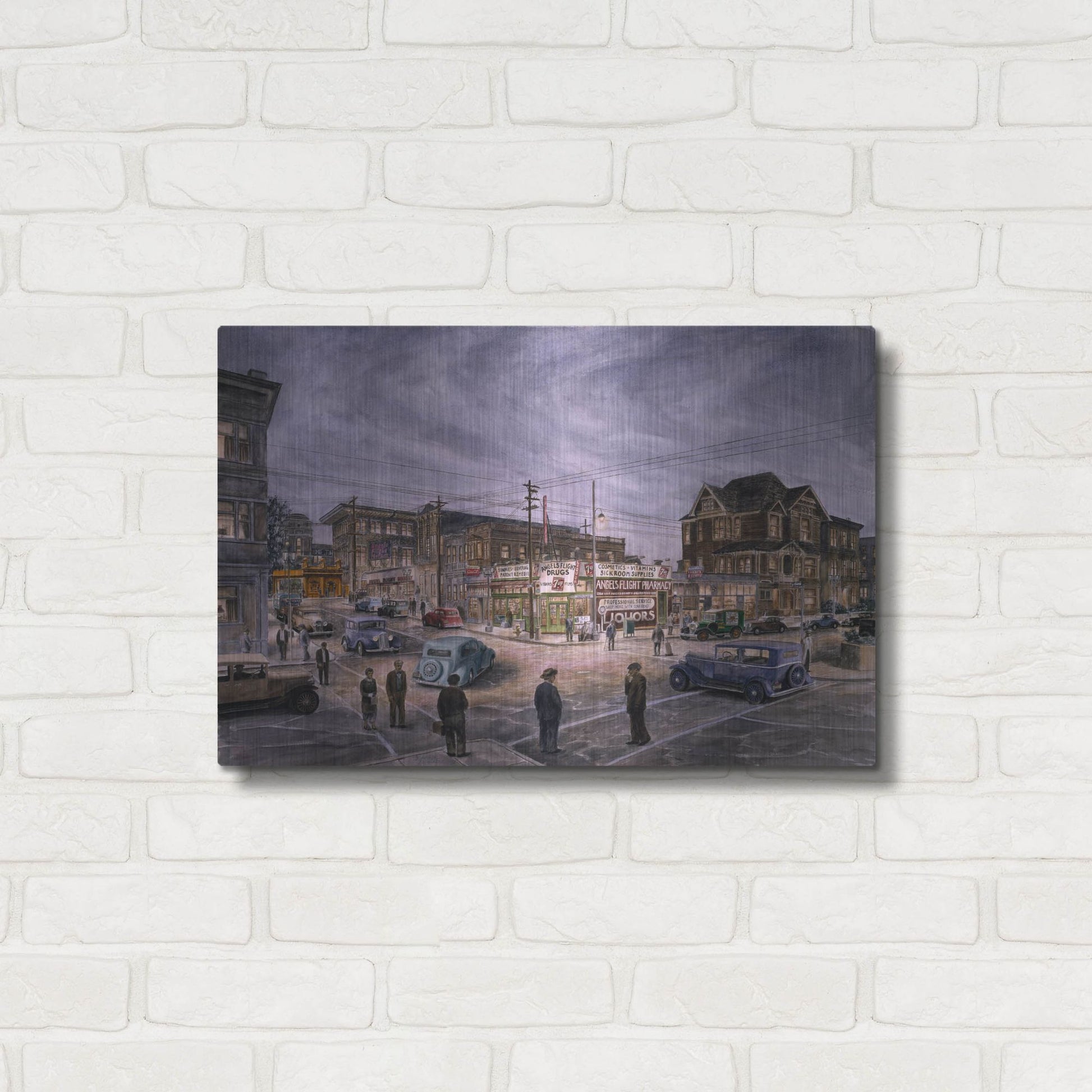 Luxe Metal Art 'A Night On Bunker Hill' by Stanton Manolakas, Metal Wall Art,24x16