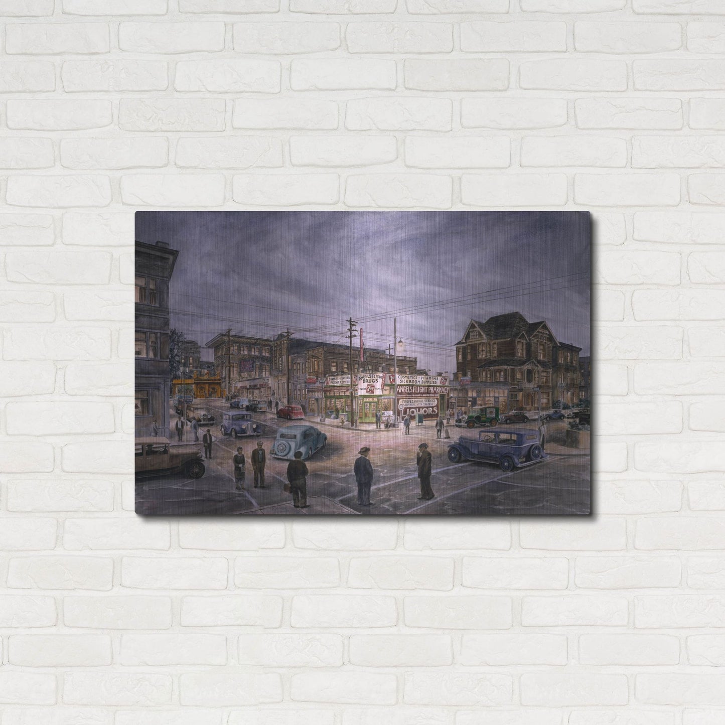 Luxe Metal Art 'A Night On Bunker Hill' by Stanton Manolakas, Metal Wall Art,36x24