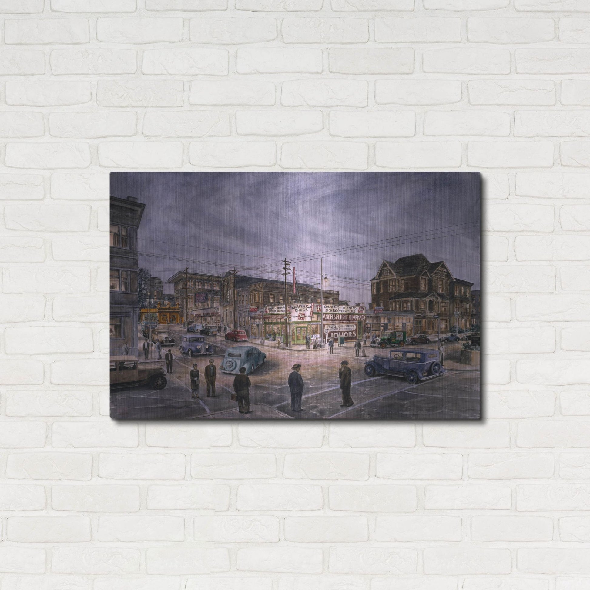 Luxe Metal Art 'A Night On Bunker Hill' by Stanton Manolakas, Metal Wall Art,36x24