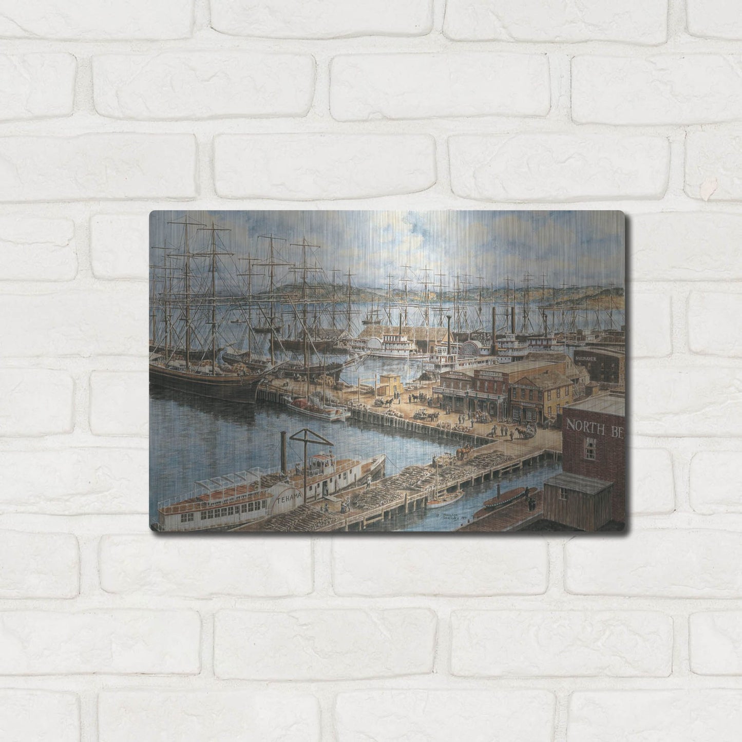 Luxe Metal Art 'The Vallejo St. Wharf' by Stanton Manolakas, Metal Wall Art,16x12