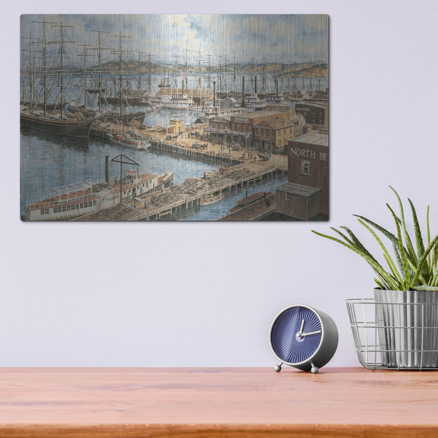 Luxe Metal Art 'The Vallejo St. Wharf' by Stanton Manolakas, Metal Wall Art,16x12