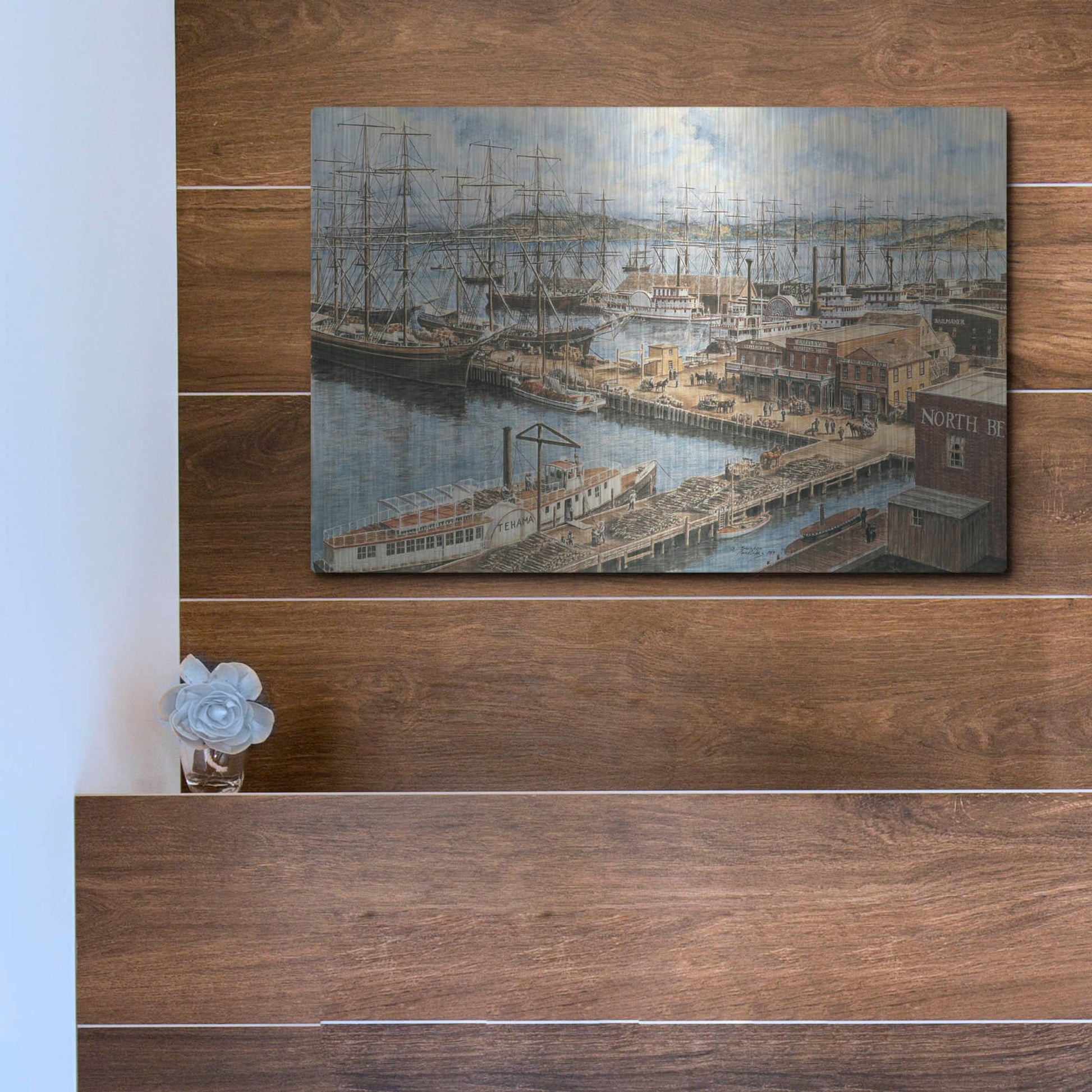 Luxe Metal Art 'The Vallejo St. Wharf' by Stanton Manolakas, Metal Wall Art,16x12