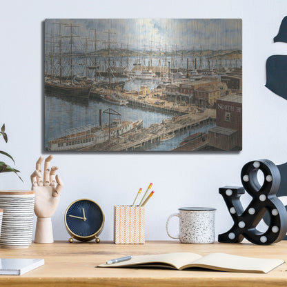 Luxe Metal Art 'The Vallejo St. Wharf' by Stanton Manolakas, Metal Wall Art,16x12