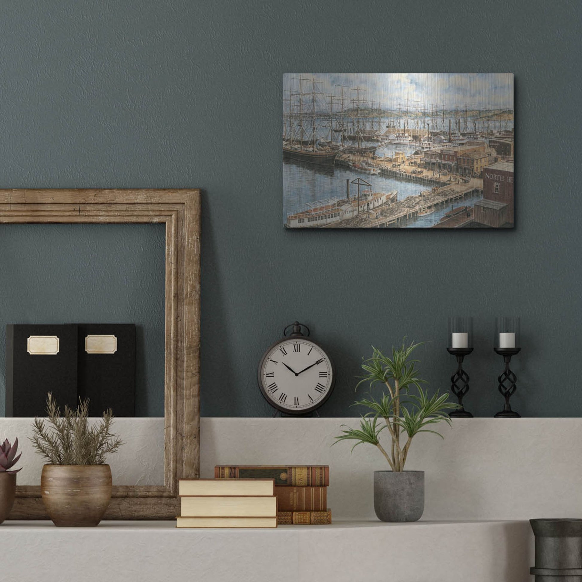 Luxe Metal Art 'The Vallejo St. Wharf' by Stanton Manolakas, Metal Wall Art,16x12