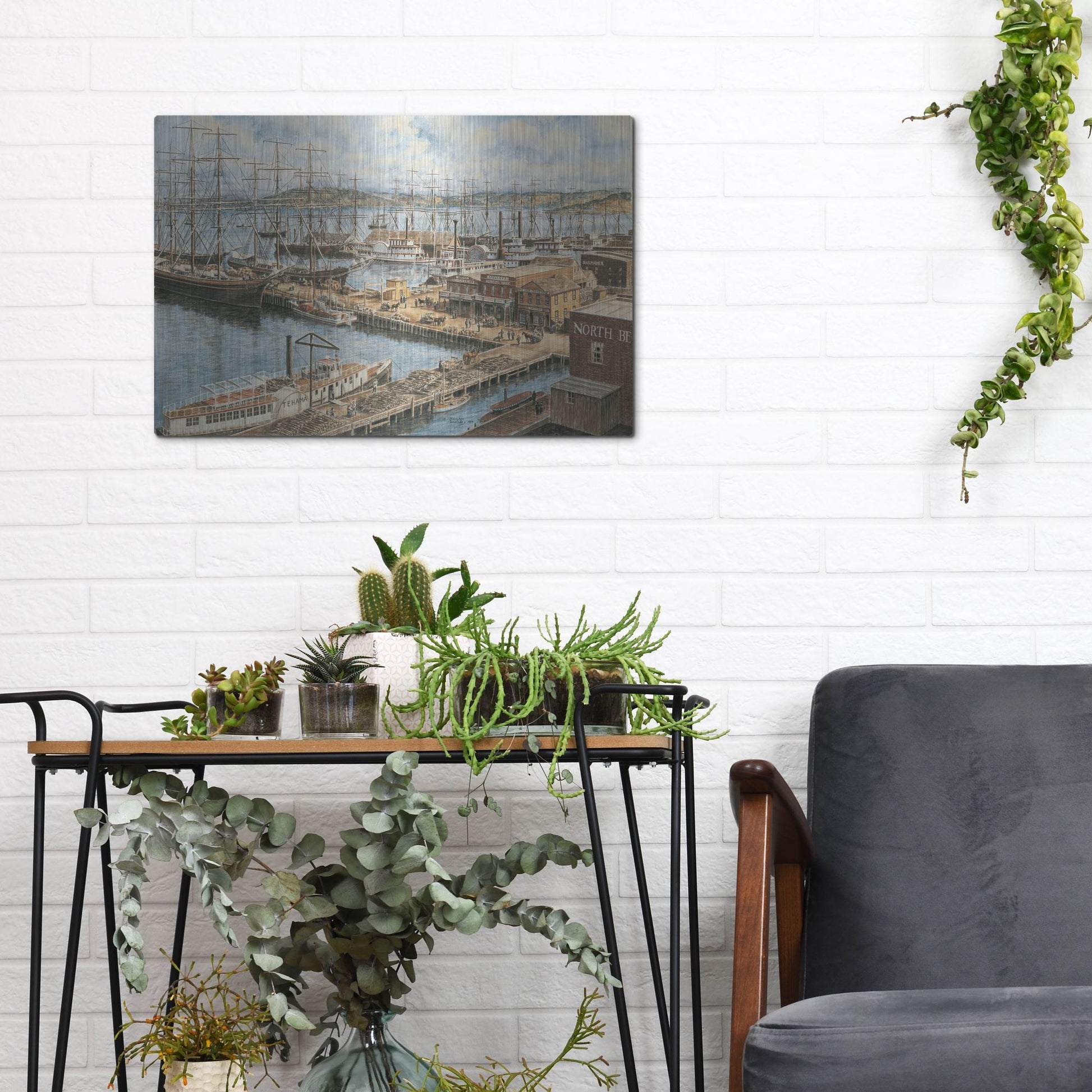 Luxe Metal Art 'The Vallejo St. Wharf' by Stanton Manolakas, Metal Wall Art,16x12