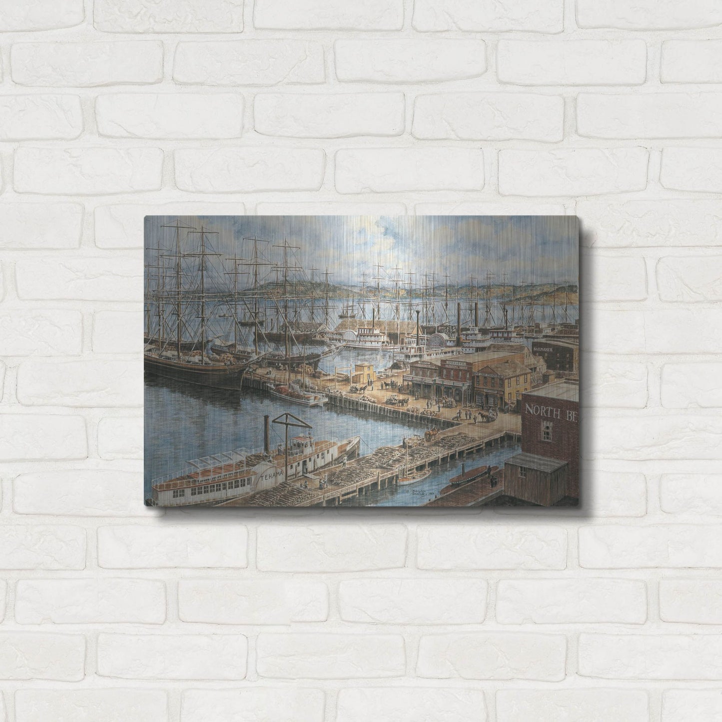 Luxe Metal Art 'The Vallejo St. Wharf' by Stanton Manolakas, Metal Wall Art,24x16