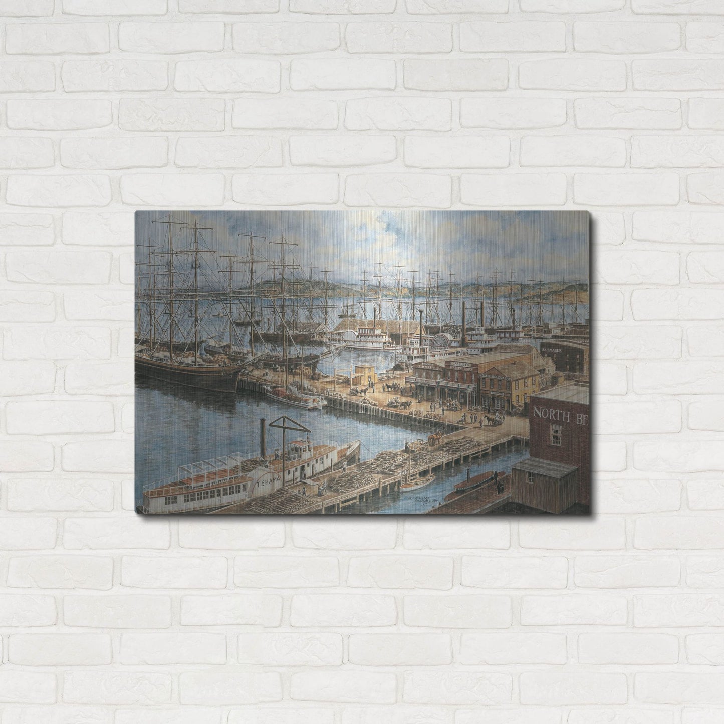 Luxe Metal Art 'The Vallejo St. Wharf' by Stanton Manolakas, Metal Wall Art,36x24