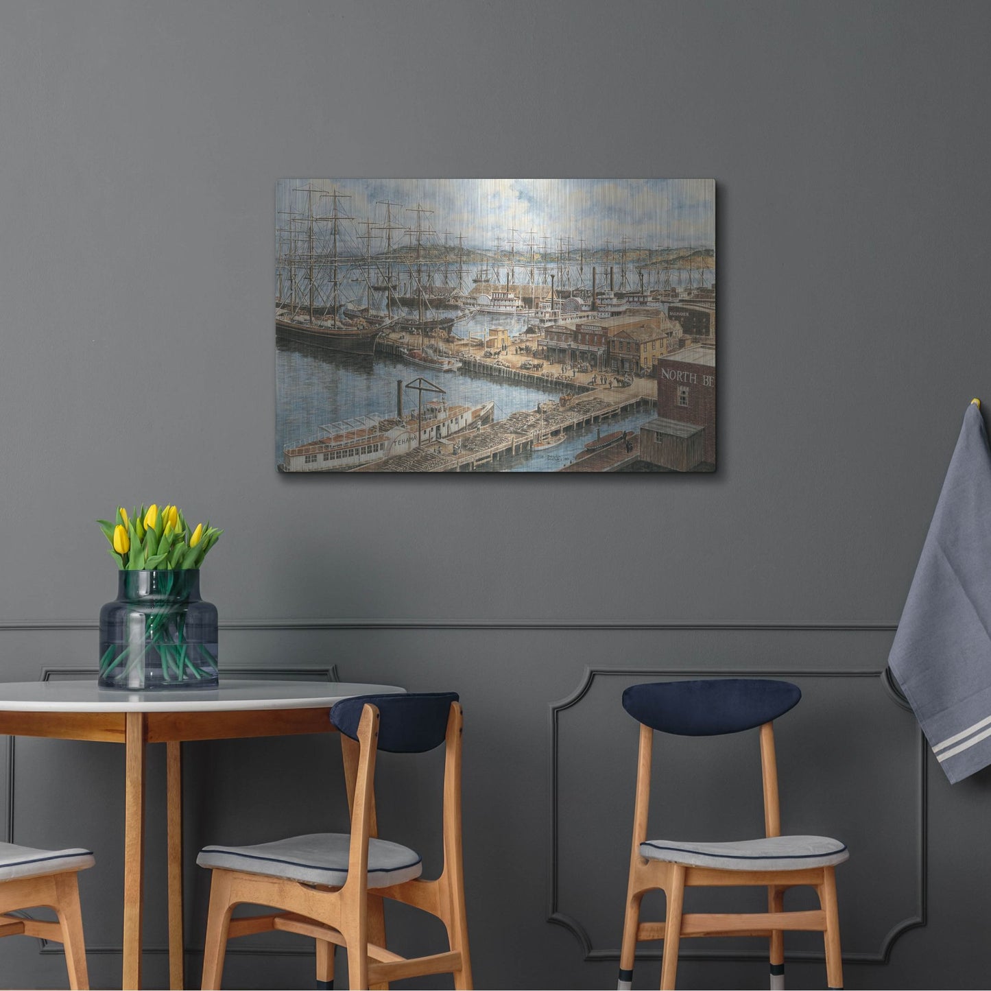 Luxe Metal Art 'The Vallejo St. Wharf' by Stanton Manolakas, Metal Wall Art,36x24