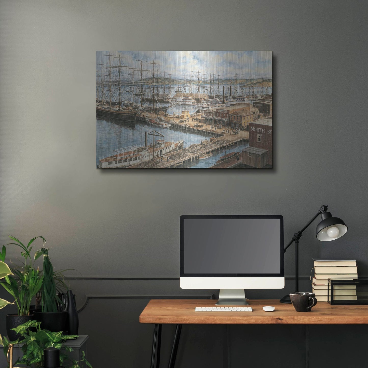 Luxe Metal Art 'The Vallejo St. Wharf' by Stanton Manolakas, Metal Wall Art,36x24