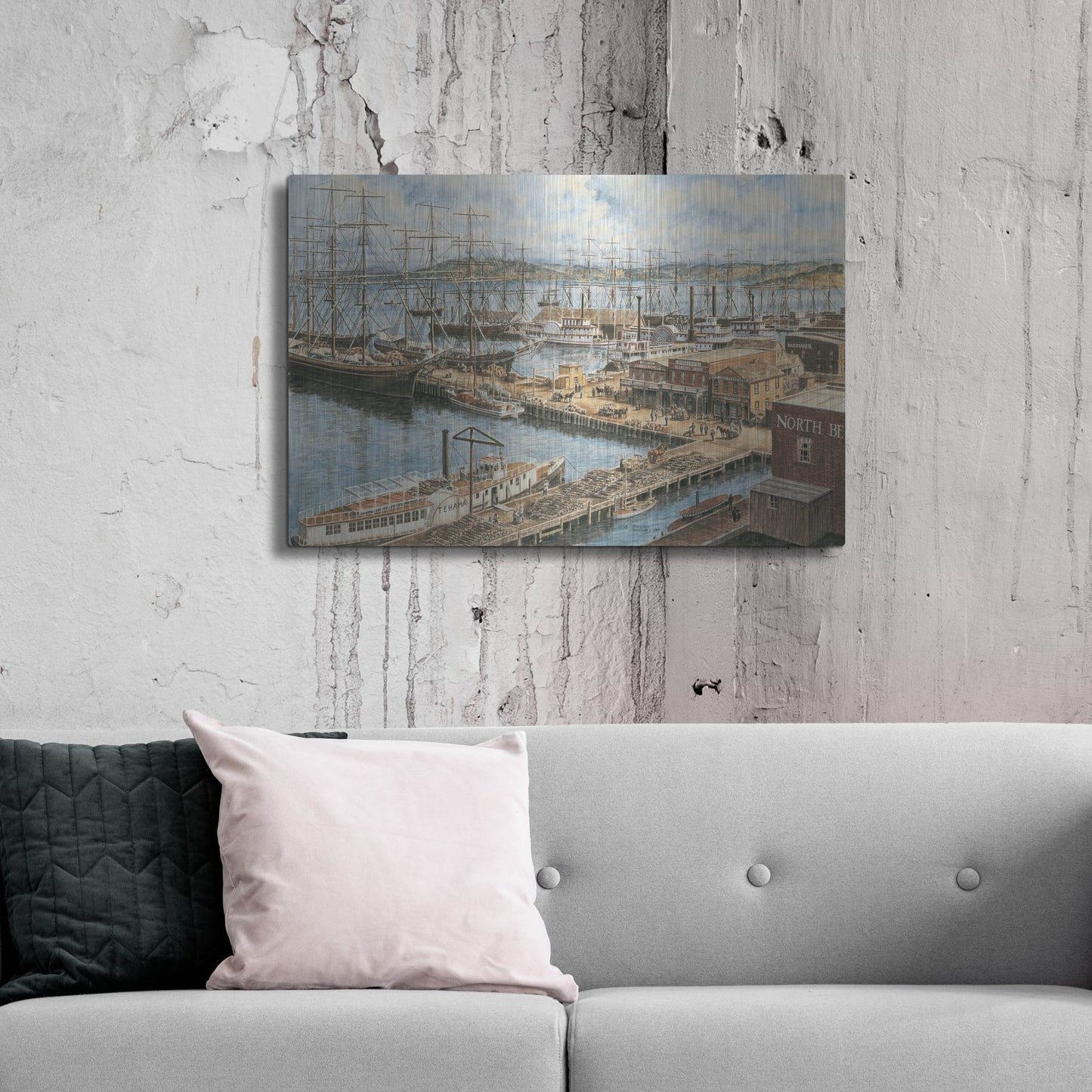 Luxe Metal Art 'The Vallejo St. Wharf' by Stanton Manolakas, Metal Wall Art,36x24