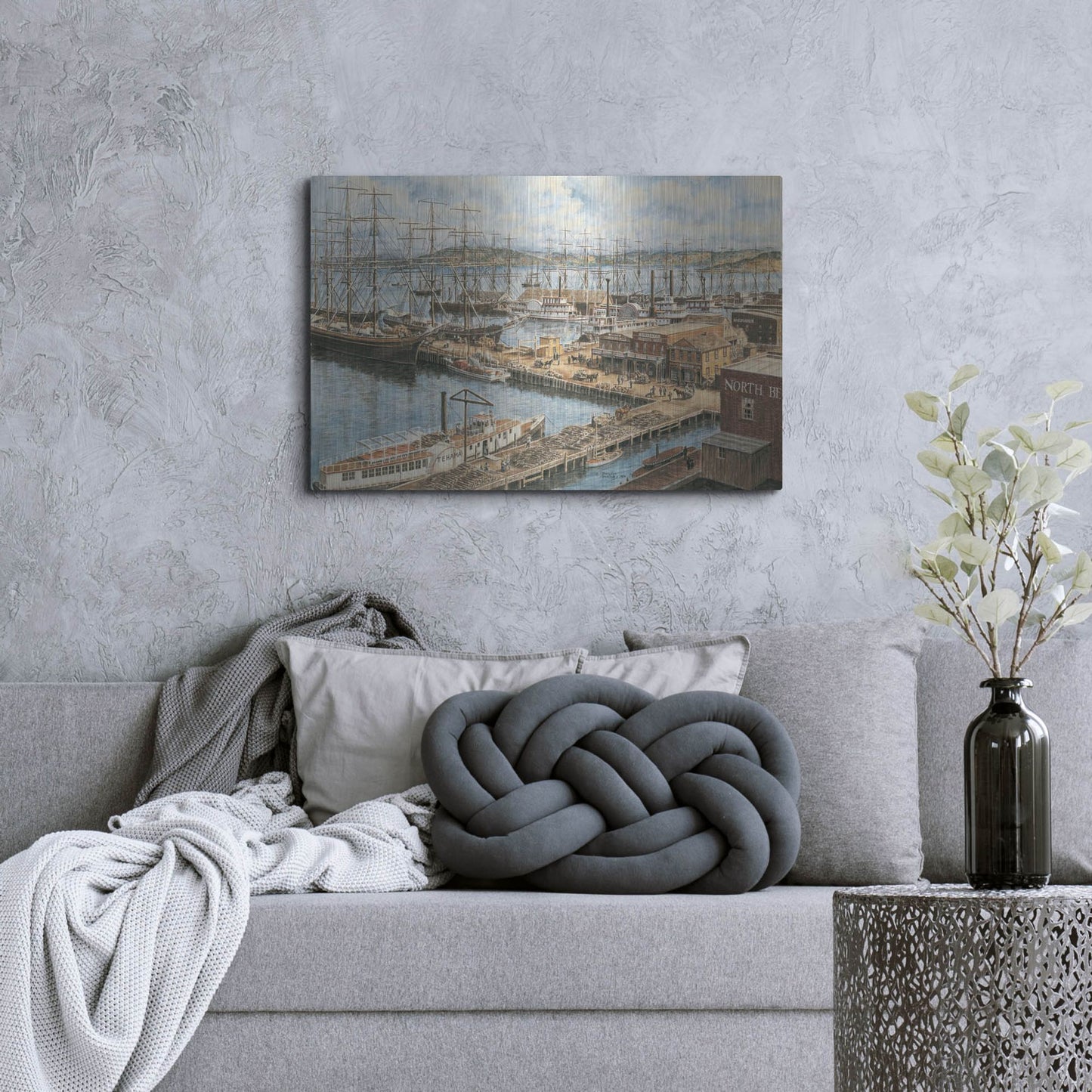 Luxe Metal Art 'The Vallejo St. Wharf' by Stanton Manolakas, Metal Wall Art,36x24