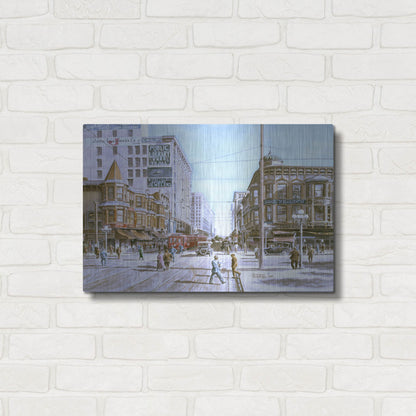 Luxe Metal Art 'Los Angeles 5Th And Hill' by Stanton Manolakas, Metal Wall Art,24x16