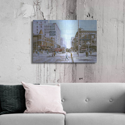 Luxe Metal Art 'Los Angeles 5Th And Hill' by Stanton Manolakas, Metal Wall Art,36x24