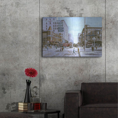 Luxe Metal Art 'Los Angeles 5Th And Hill' by Stanton Manolakas, Metal Wall Art,36x24