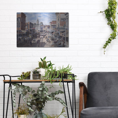 Luxe Metal Art 'Rush Hour Los Angeles, Spring St. Looking North' by Stanton Manolakas, Metal Wall Art,16x12