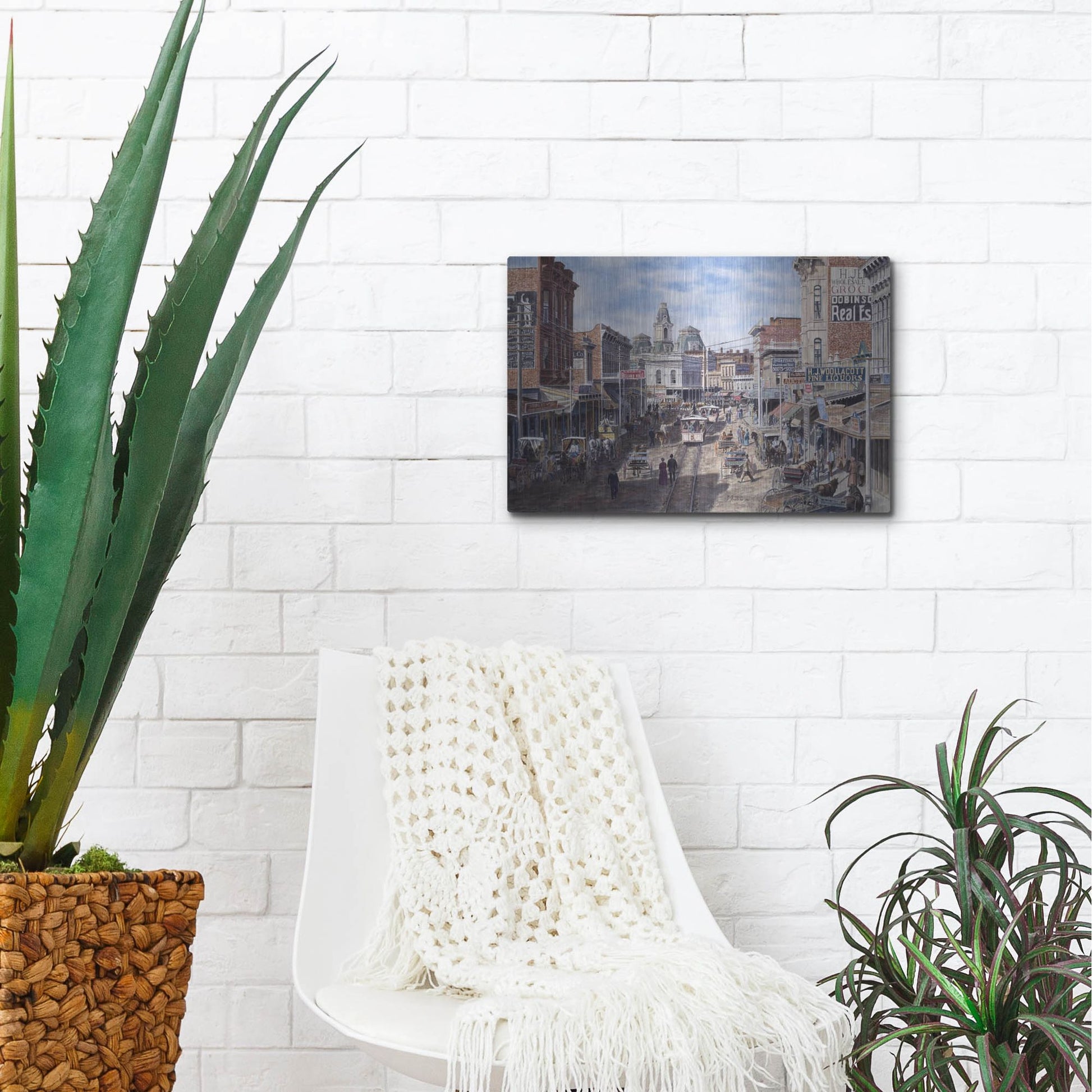 Luxe Metal Art 'Rush Hour Los Angeles, Spring St. Looking North' by Stanton Manolakas, Metal Wall Art,16x12