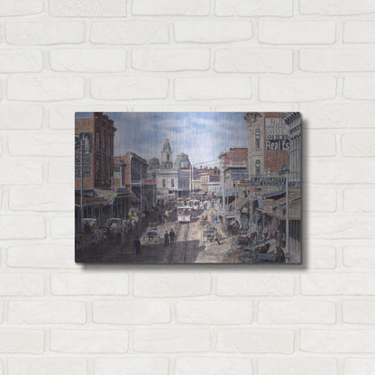 Luxe Metal Art 'Rush Hour Los Angeles, Spring St. Looking North' by Stanton Manolakas, Metal Wall Art,24x16