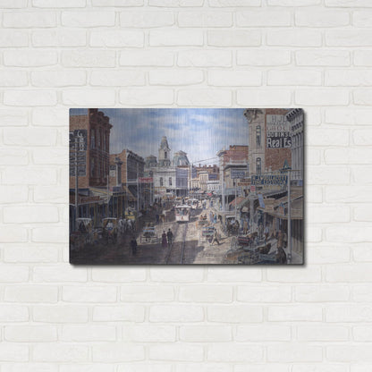 Luxe Metal Art 'Rush Hour Los Angeles, Spring St. Looking North' by Stanton Manolakas, Metal Wall Art,36x24