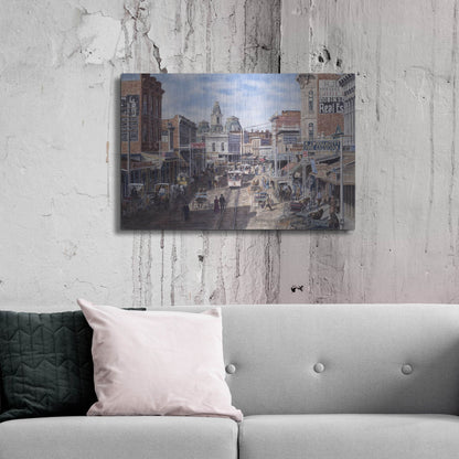 Luxe Metal Art 'Rush Hour Los Angeles, Spring St. Looking North' by Stanton Manolakas, Metal Wall Art,36x24