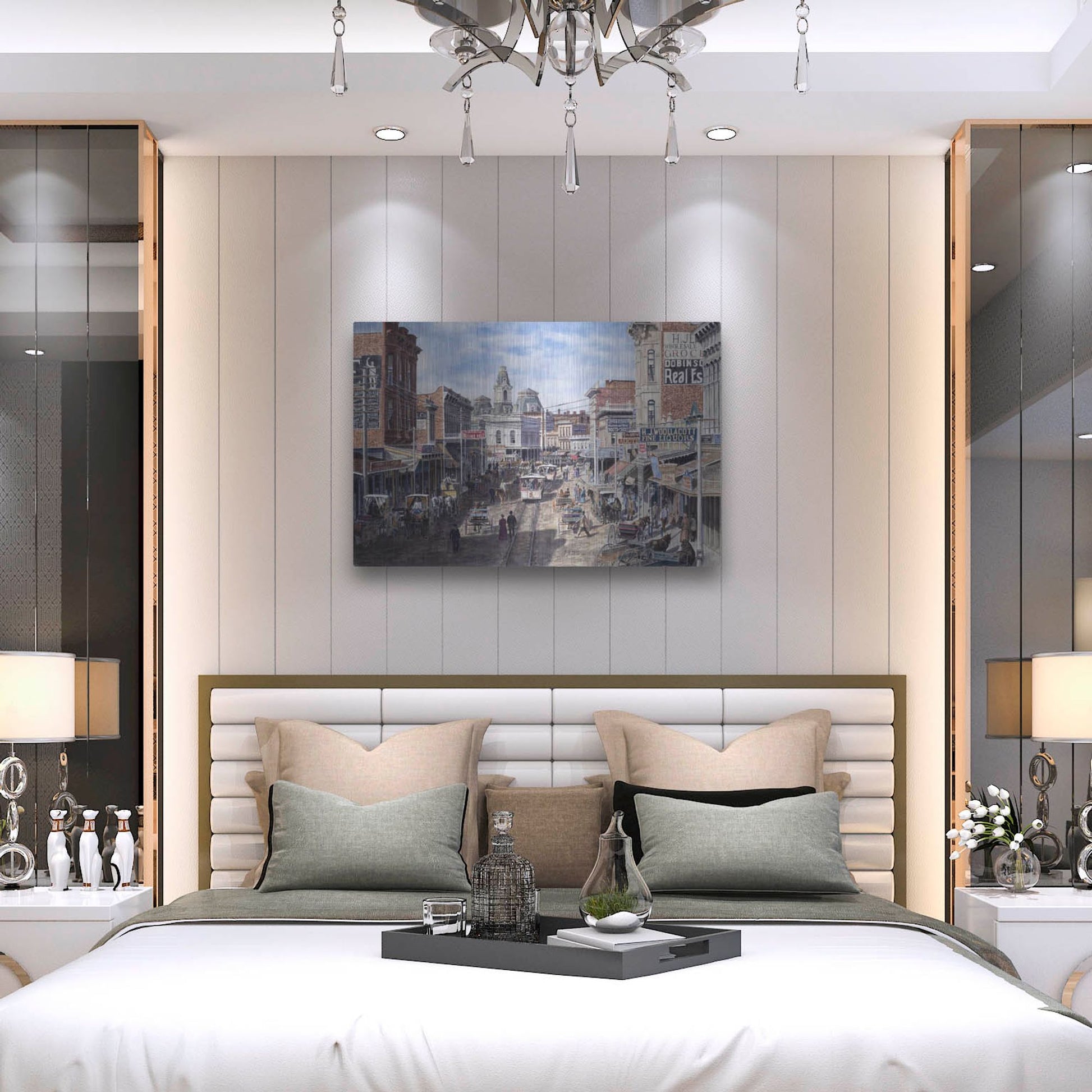 Luxe Metal Art 'Rush Hour Los Angeles, Spring St. Looking North' by Stanton Manolakas, Metal Wall Art,36x24