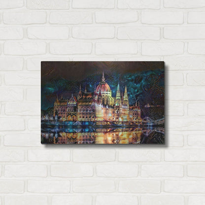 Luxe Metal Art 'Budapest Hungary Parliament At Night' by Pedro Gavidia, Metal Wall Art,24x16