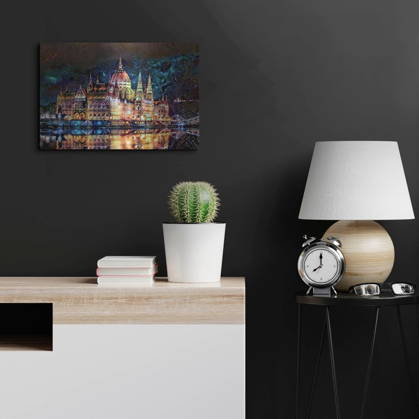 Luxe Metal Art 'Budapest Hungary Parliament At Night' by Pedro Gavidia, Metal Wall Art,24x16