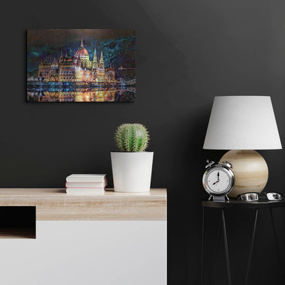 Luxe Metal Art 'Budapest Hungary Parliament At Night' by Pedro Gavidia, Metal Wall Art,24x16