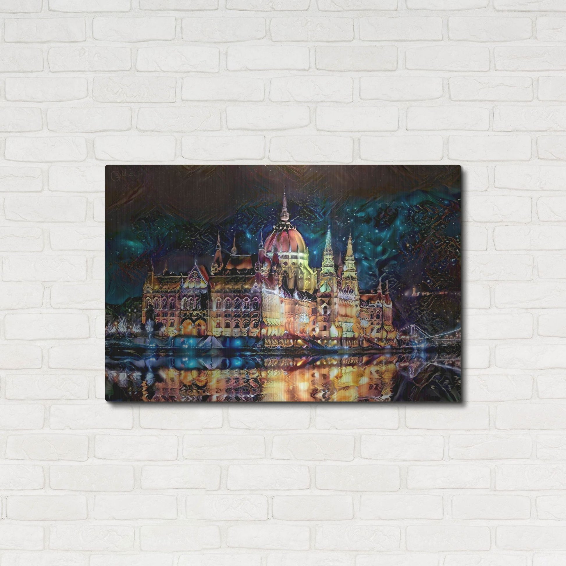 Luxe Metal Art 'Budapest Hungary Parliament At Night' by Pedro Gavidia, Metal Wall Art,36x24