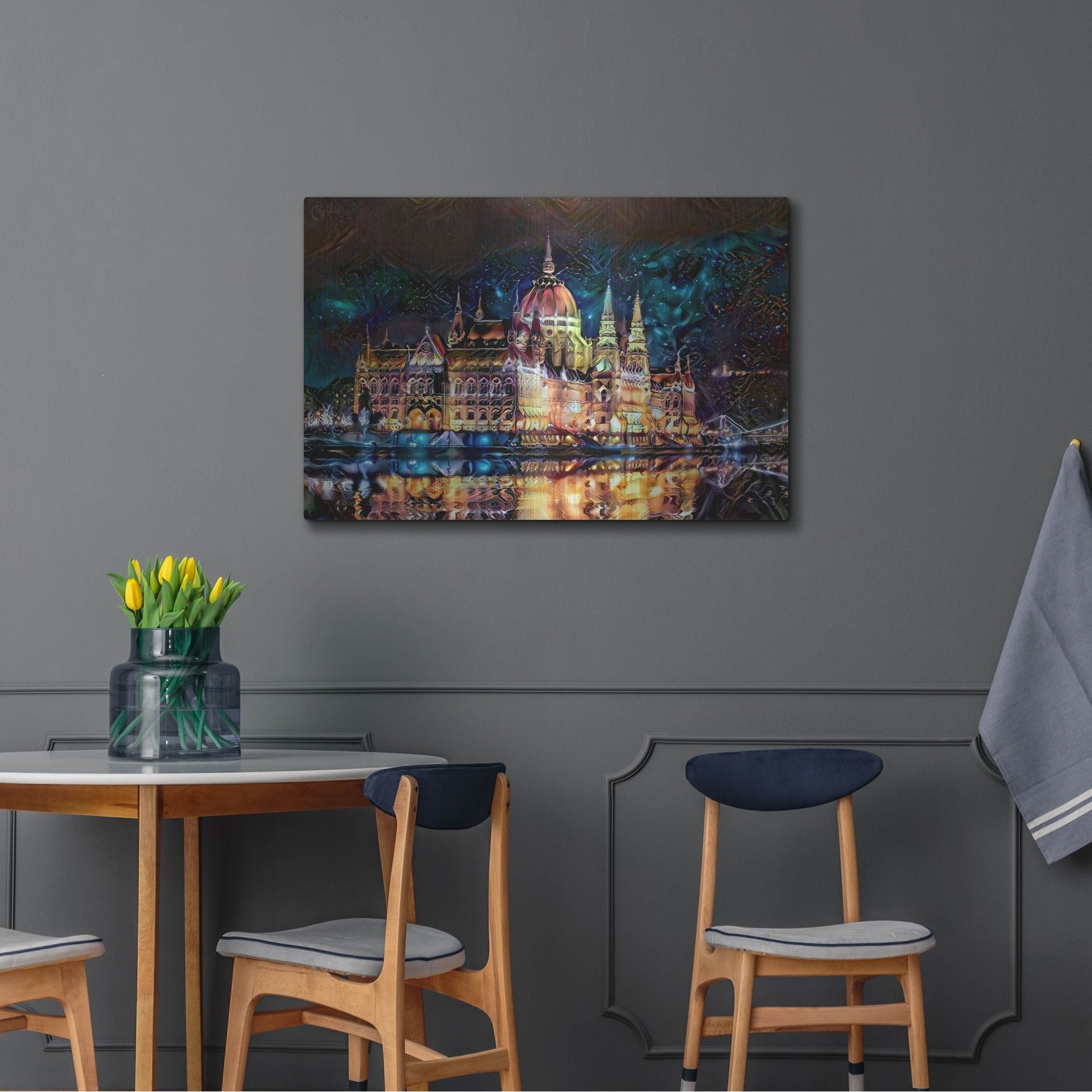 Luxe Metal Art 'Budapest Hungary Parliament At Night' by Pedro Gavidia, Metal Wall Art,36x24