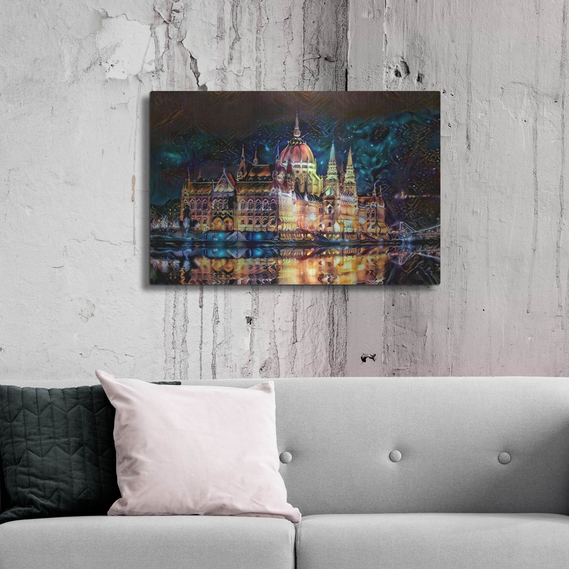 Luxe Metal Art 'Budapest Hungary Parliament At Night' by Pedro Gavidia, Metal Wall Art,36x24