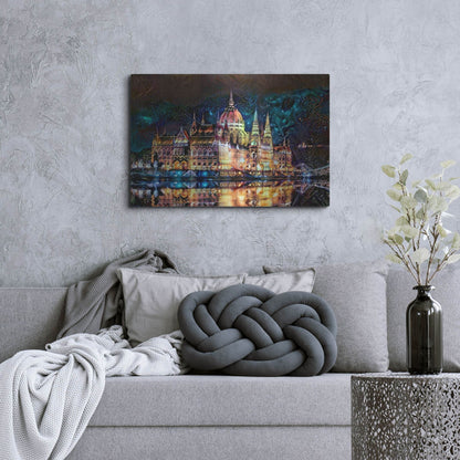 Luxe Metal Art 'Budapest Hungary Parliament At Night' by Pedro Gavidia, Metal Wall Art,36x24