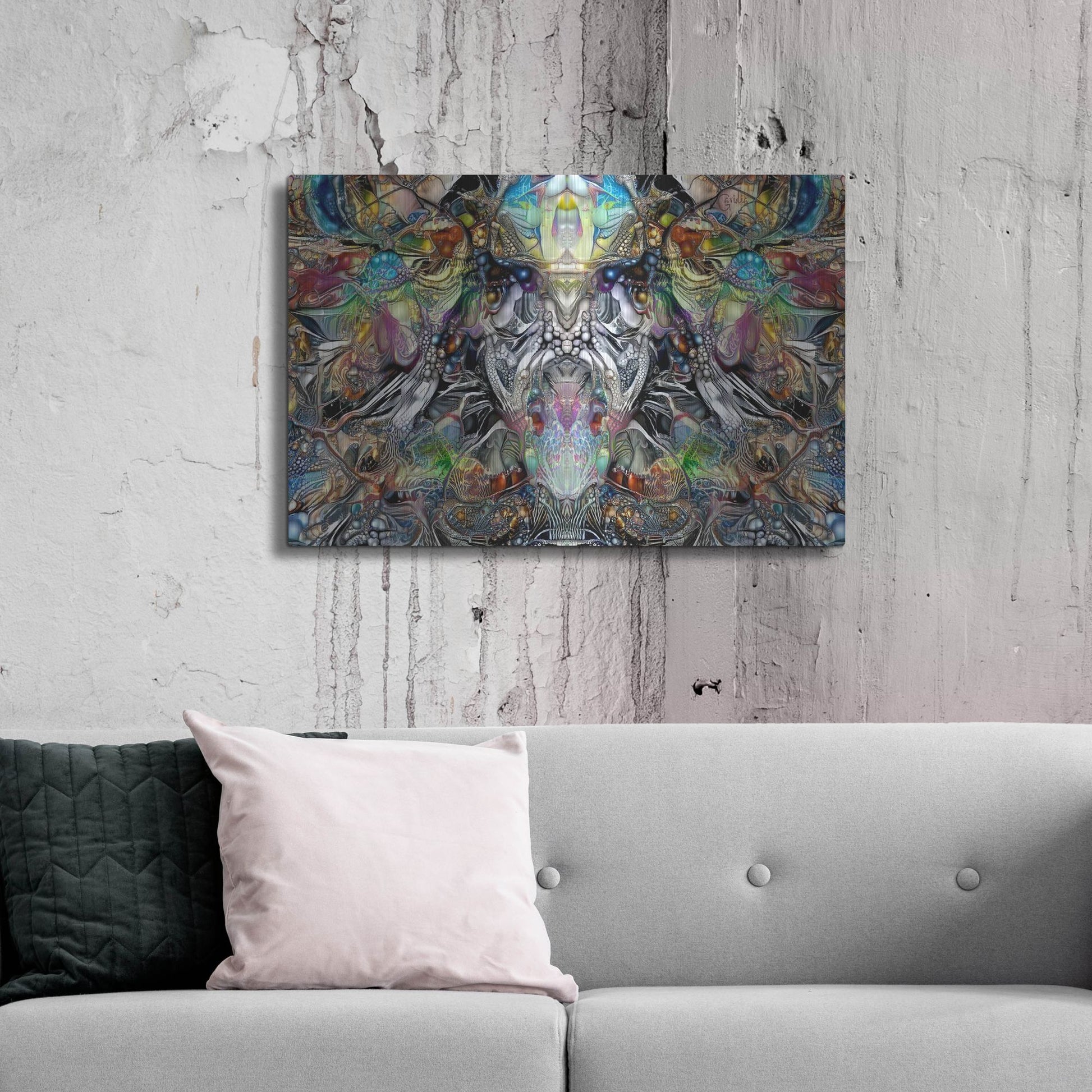 Luxe Metal Art 'Enigmatic Faces' by Pedro Gavidia, Metal Wall Art,36x24