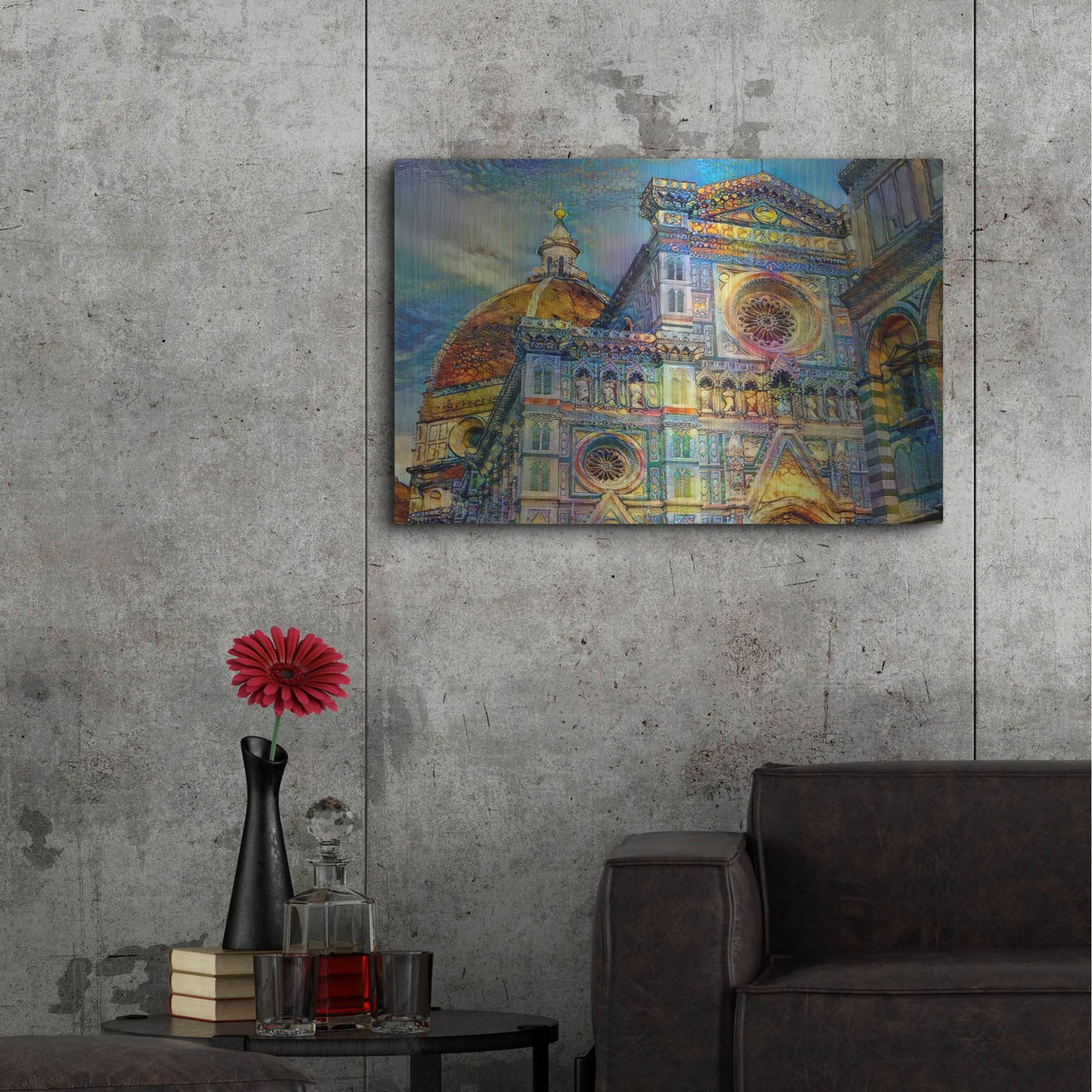 Luxe Metal Art 'Florence Italy Cathedral Of Saint Mary Of The Flower' by Pedro Gavidia, Metal Wall Art,36x24