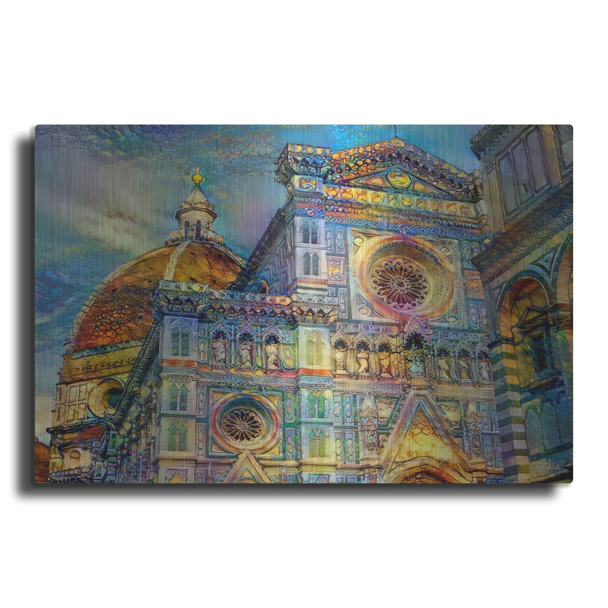 Luxe Metal Art 'Florence Italy Cathedral Of Saint Mary Of The Flower' by Pedro Gavidia, Metal Wall Art