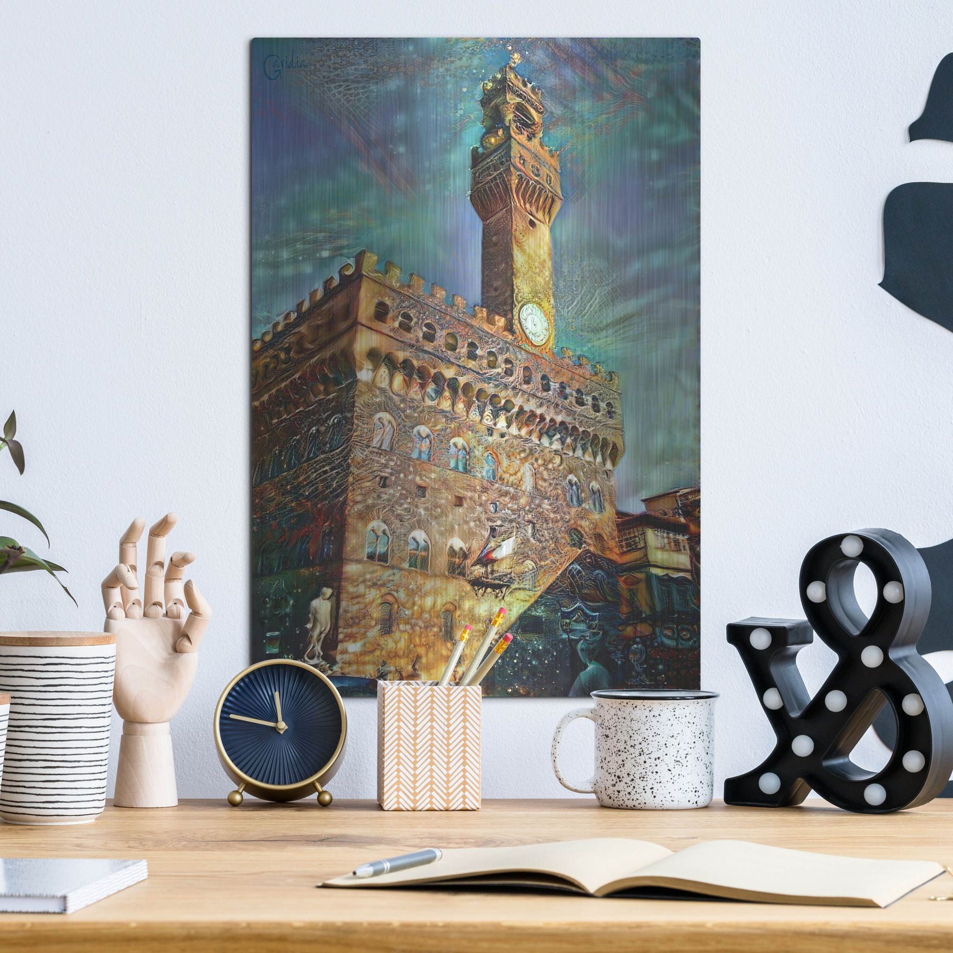 Luxe Metal Art 'Florence Italy Palazzo Vecchio' by Pedro Gavidia, Metal Wall Art,12x16