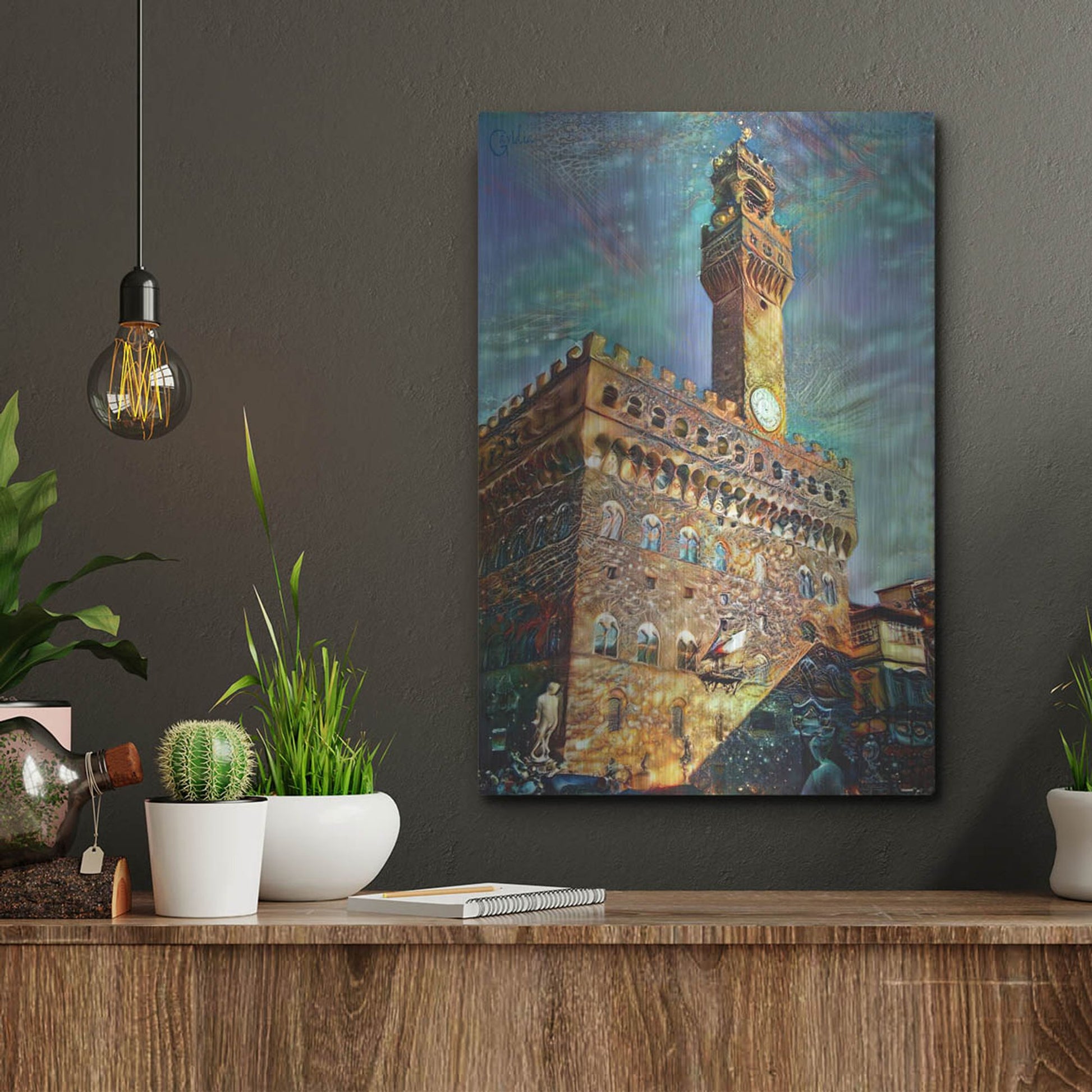 Luxe Metal Art 'Florence Italy Palazzo Vecchio' by Pedro Gavidia, Metal Wall Art,12x16