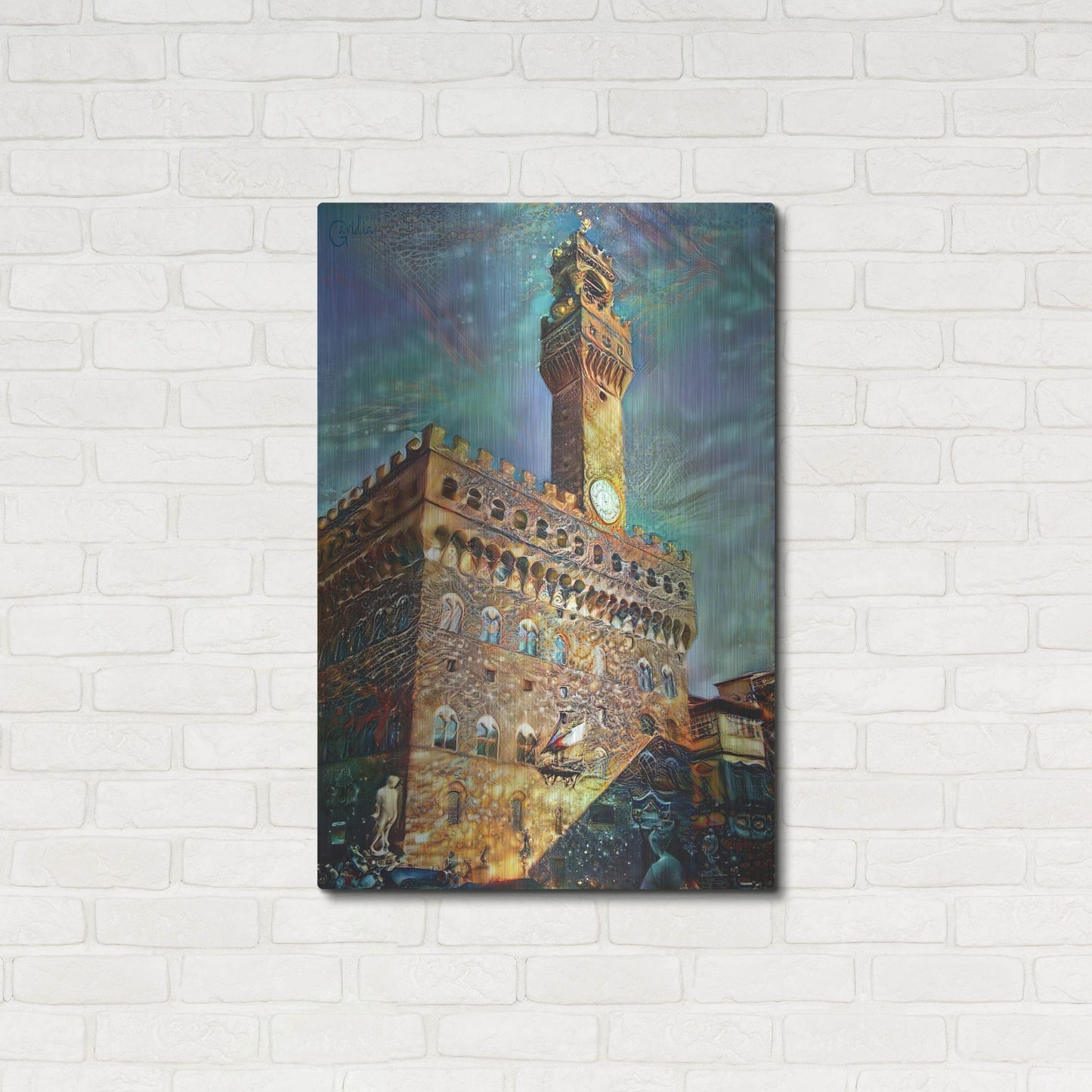 Luxe Metal Art 'Florence Italy Palazzo Vecchio' by Pedro Gavidia, Metal Wall Art,24x36