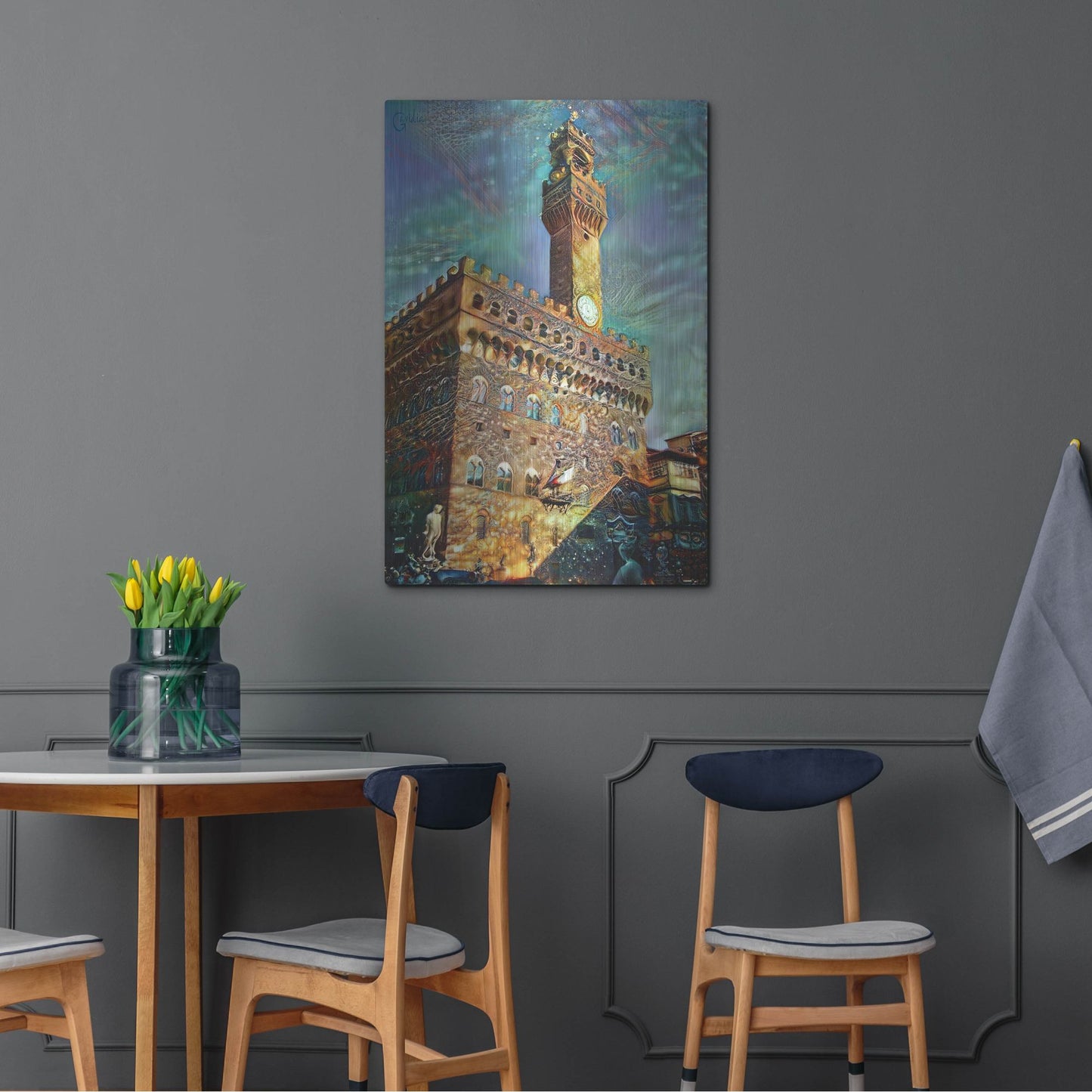 Luxe Metal Art 'Florence Italy Palazzo Vecchio' by Pedro Gavidia, Metal Wall Art,24x36