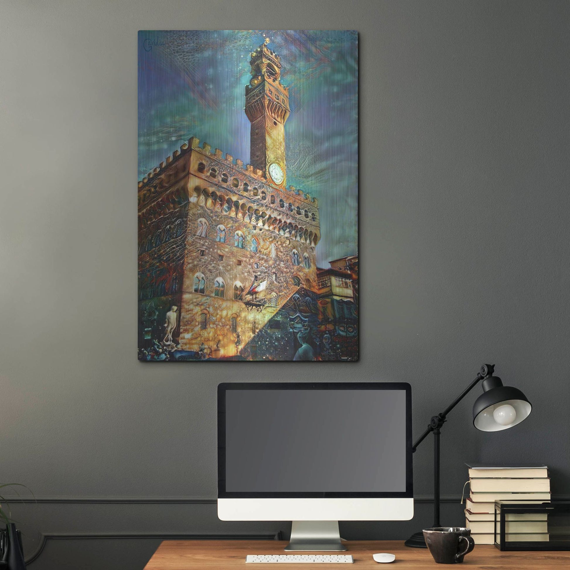 Luxe Metal Art 'Florence Italy Palazzo Vecchio' by Pedro Gavidia, Metal Wall Art,24x36